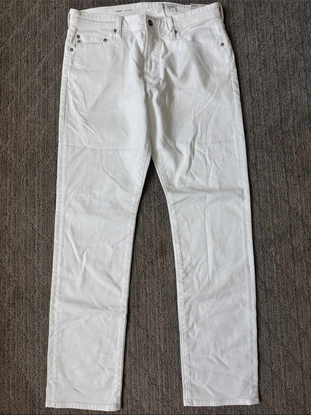 Ag Adriano Goldschmied Men's Everett White Slim Straight Jeans